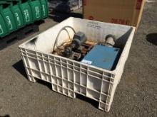 Plastic Crate of Misc Items, Including Air Dryer,