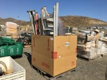 Cardboard Box of Misc Items, Including Ladders,