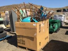 Cardboard Box of Misc Items, Including 55in TV,