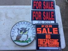 For Sale Signs and Thermometer