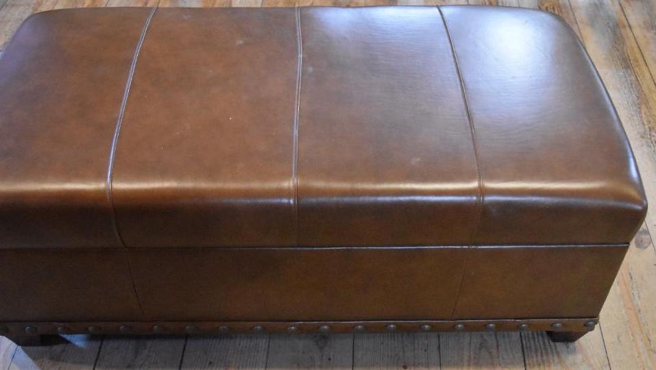 Modern Brown Leather Like Decorative Bench