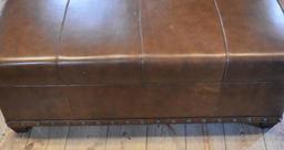 Modern Brown Leather Like Decorative Bench