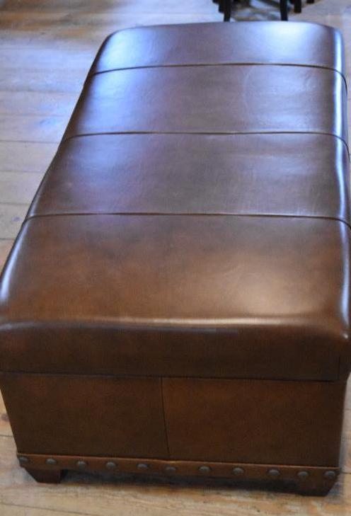 Modern Brown Leather Like Decorative Bench