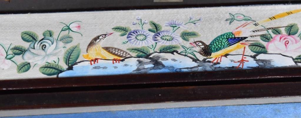 Vintage Embroidered Silk Fan with Case