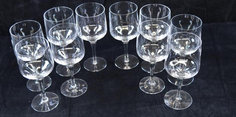 Lot of 10 Fine Crystal Stemmed Wine Glasses