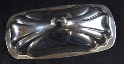 Silverplate Basketweave Cradle with Handles & Hall Serving Dish/Newport Gorham Butter Dish