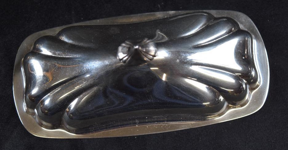 Silverplate Basketweave Cradle with Handles & Hall Serving Dish/Newport Gorham Butter Dish