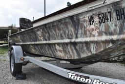 2006 Triton 15' Aluminum River Boat with Trailer