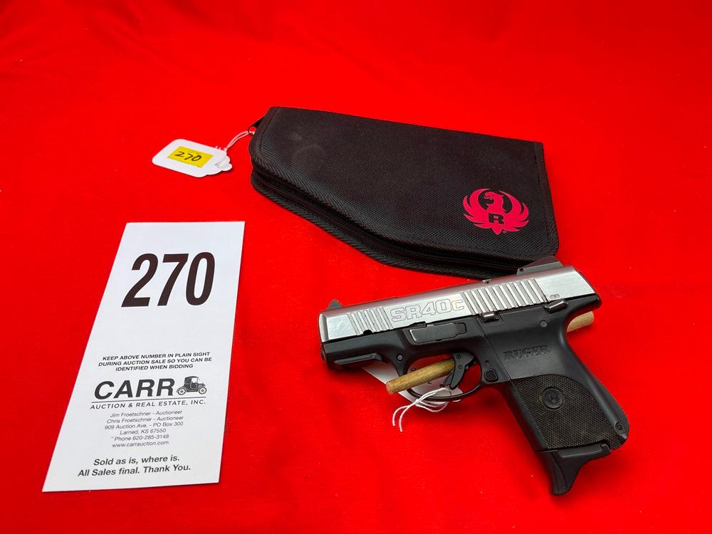 Ruger SR40C, 40 S&W, Stainless Steel Slide w/Soft Case, VG, SN:343-18134 (HG)