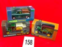 (3) John Deere Truck Banks