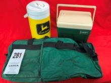 John Deere Cooler, Bags & water Jug & Headbands