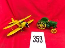 John Deere Airplane Bank & John Deere Tractor
