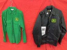 John Deere Men's M Black Jacket & Lg. Green Long Sleeve