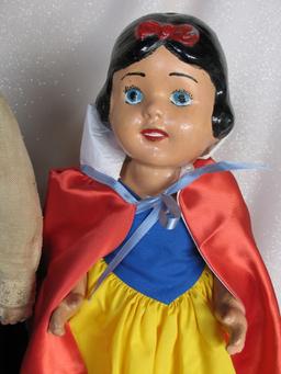 Two dolls:- Snow White 30s composition 43cm with repainted face, jointed co