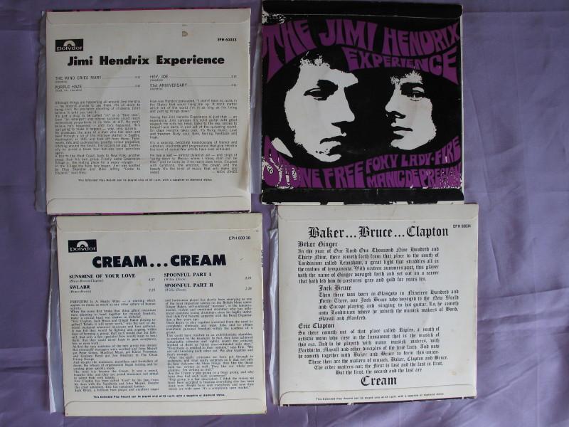 Seven 1960s Jimi Hendrix / Cream / Eric Burdon / Beatles related EP's 45RPM