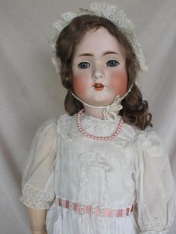 German Bruno Schmidt c1900s bisque dolly face 30" (76cm) incised BSW in hea