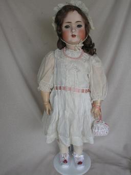 German Bruno Schmidt c1900s bisque dolly face 30" (76cm) incised BSW in hea