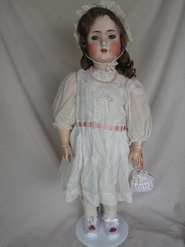 German Bruno Schmidt c1900s bisque dolly face 30" (76cm) incised BSW in hea