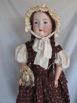 Restored Armand Marseille 390 bisque 29" (74cm). Multiple hairlines have be