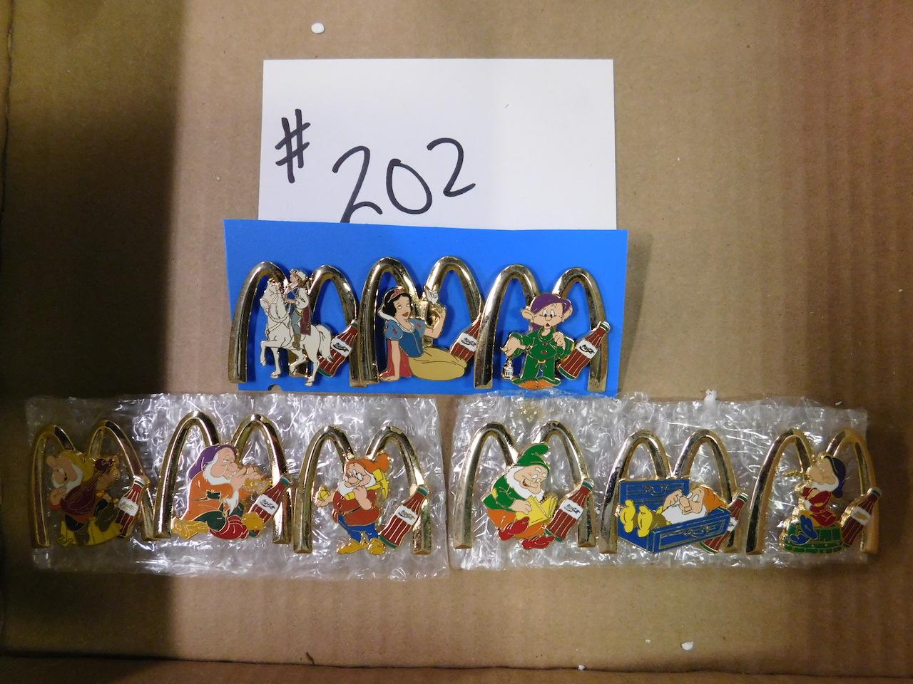 9 Mcdonalds Archway "M" Disney Colelctors Pins of Snow White and the dwarfs
