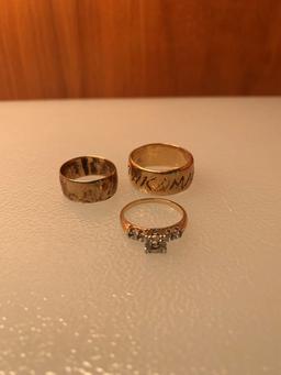 TWO 14K GOLD CHAINS AND GOLD RINGS