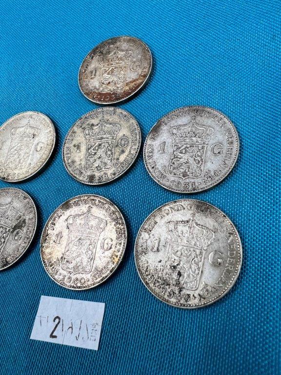7 SILVER ONE GULDEN FROM THE NETHERLANDS