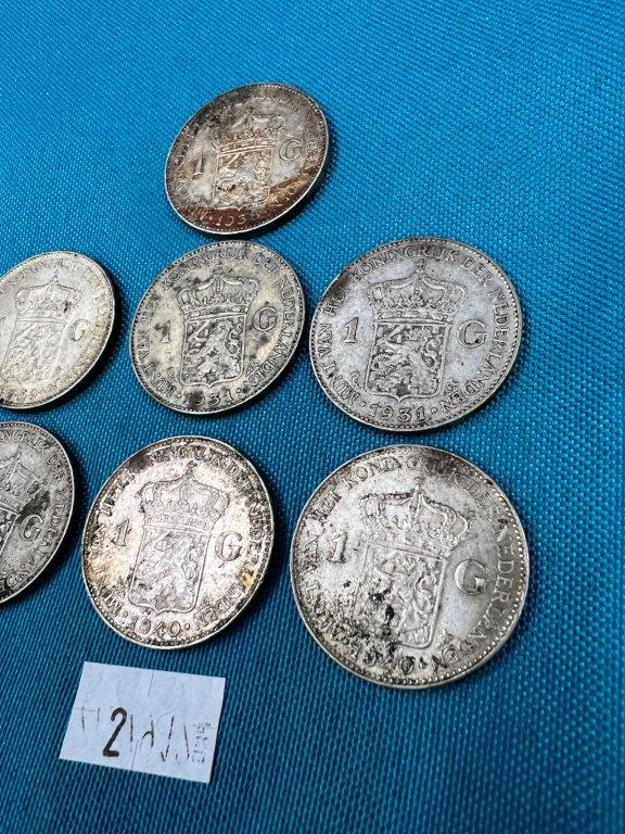 7 SILVER ONE GULDEN FROM THE NETHERLANDS