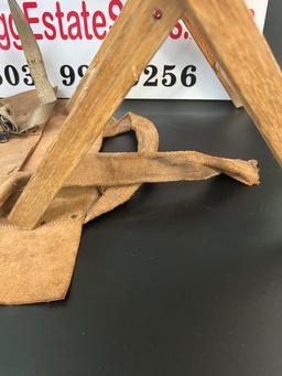 TOY RIFLE AND PISTOL AND VINTAGE FOLDING CLOTH STOOL