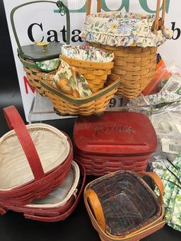 LARGE LOT OF VARIOUS LONGABERGER BASKETS AND COLLECTABLES
