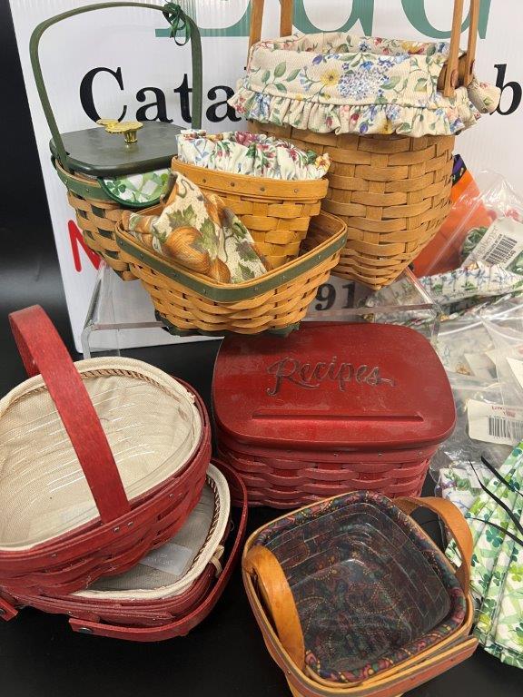 LARGE LOT OF VARIOUS LONGABERGER BASKETS AND COLLECTABLES