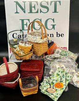 LARGE LOT OF VARIOUS LONGABERGER BASKETS AND COLLECTABLES