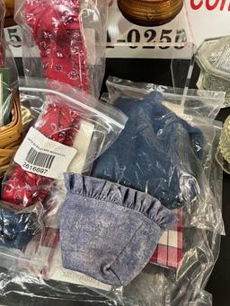 LONGABERGER BASKETS AND LINENS, AND CANDLE HOLDERS