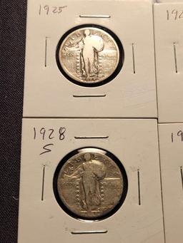 8 different Standing Liberty Quarters.  w/ 27 SF