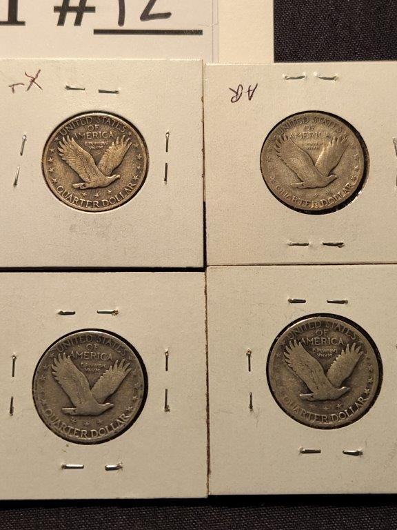 8 different Standing Liberty Quarters.  w/ 27 SF