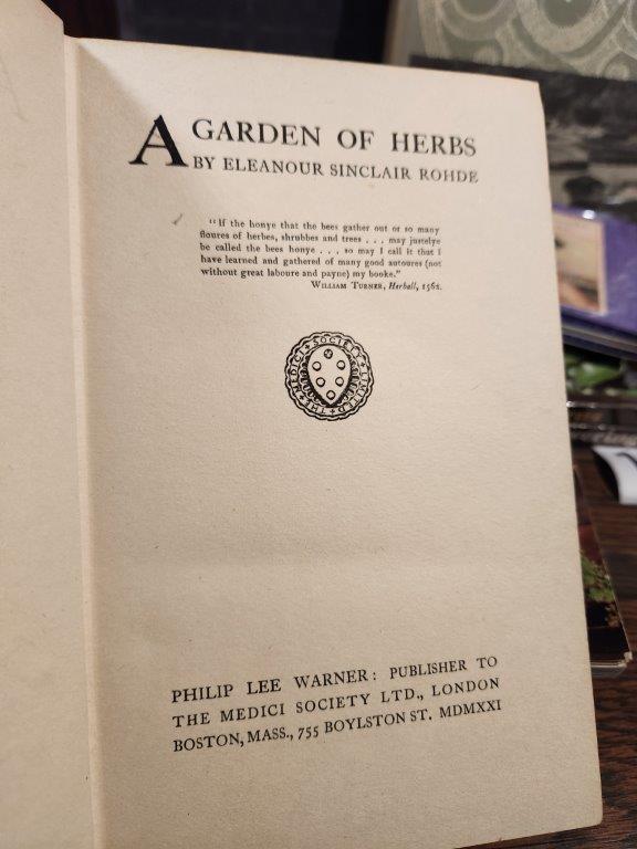 "Origins of Fruit and Vegetables", 1923 "Garden of Herbs"