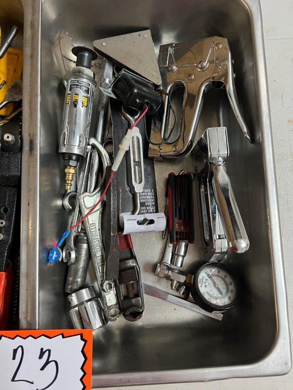 Metal Bins of Assorted Hand Tools and more