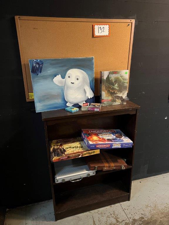 Wood Book Shelf, Cork Bulletin Board,