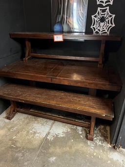 Vintage Wood Table with Benches, Planets Poster,