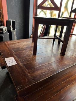 Wood Dining Table with Two Benches