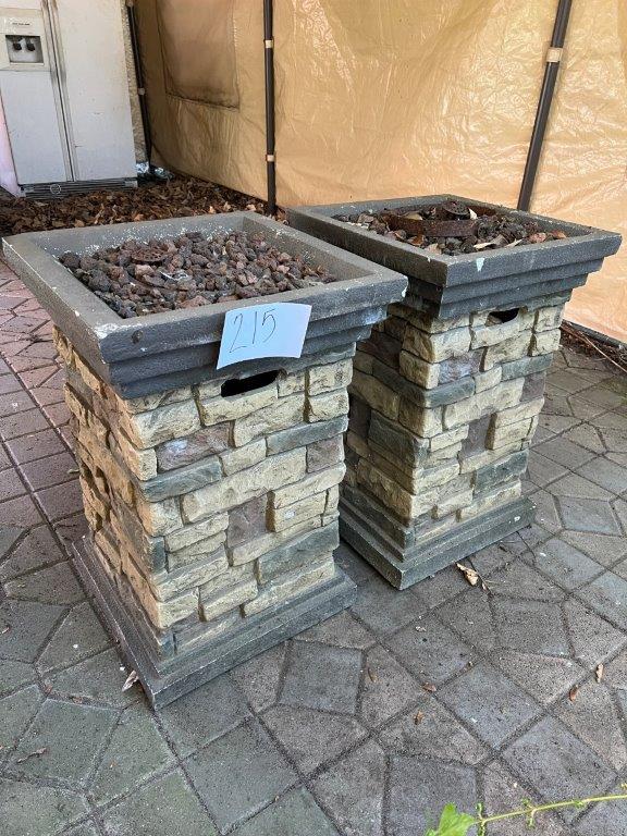 Pair Square "Pillar" style Gas Fire Pits