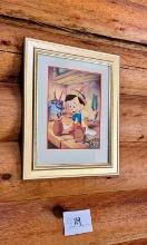 1993 Framed "Pinocchio" Approx 13x16.5 inches