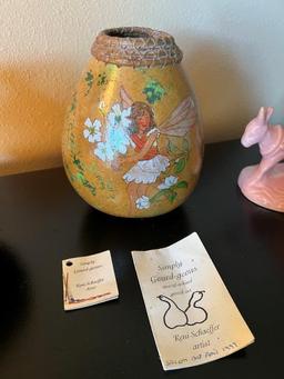 1999 Reni Schaeffer Ooak Gourd Fairy Vase