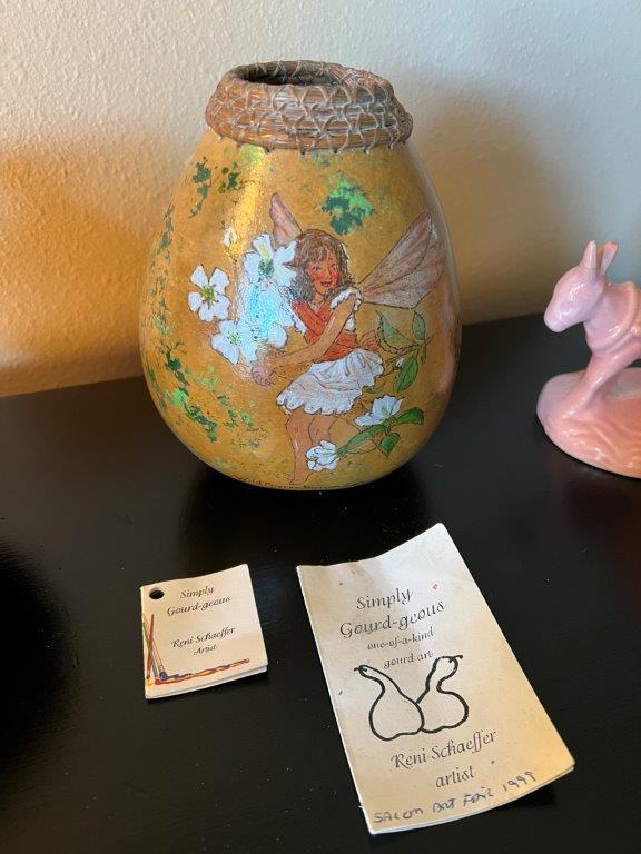1999 Reni Schaeffer Ooak Gourd Fairy Vase