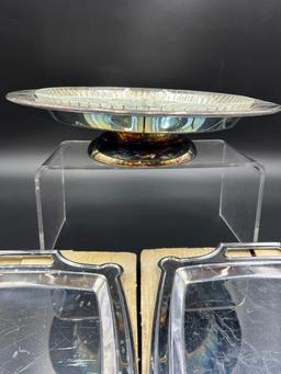 Vintage Silver Plated Platter w Glass Insert and Two Trays