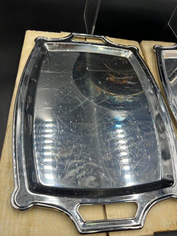 Vintage Silver Plated Platter w Glass Insert and Two Trays