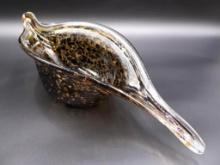 Art Glass "Leopard" Modern Shape Console Bowl