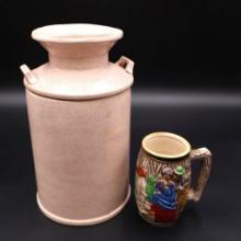 Ceramic "Milk Can" style Cookie Jar with Lid