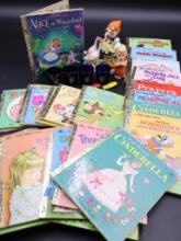 1930s Cobalt Blue "Shirley Temple" Doll Glasses & Vintage Little Golden Book Collection