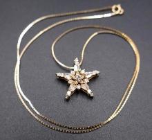 JCPenney 14K Gold and Diamond Star Necklace