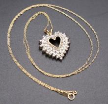 14K Gold and Diamond Heart Pendant